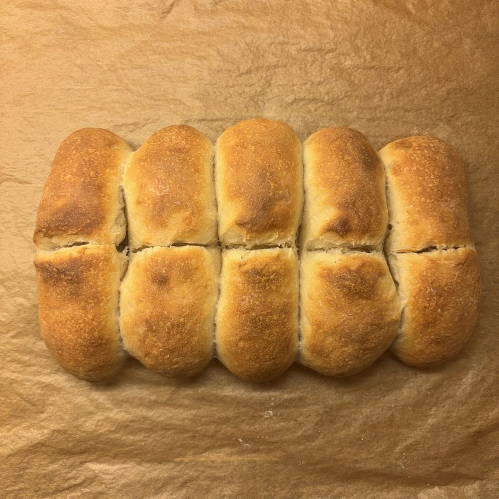 Fertig gebackenes Sauerteig Tessinerbrot aus einzelnen Brotstücken